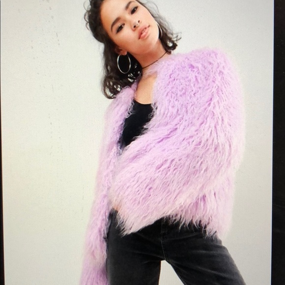 ASOS Jackets & Blazers - Asos liddie lilac faux fur shaggy jacket small
